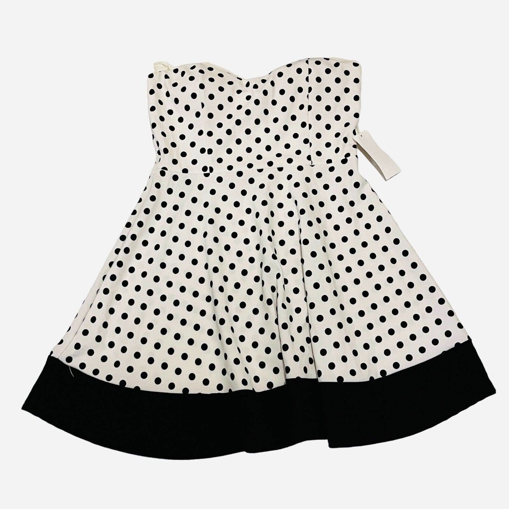 Wild Daisy Womens Dress XL Black White Polka Dot Strapless Fit and Flare Stretch